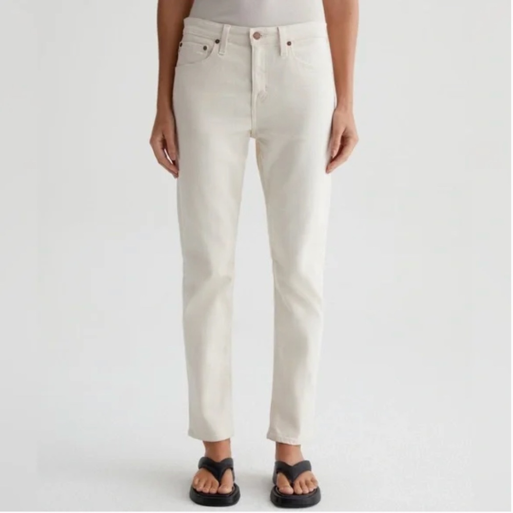 AG Women’s Adriano Goldshmied Ivory Ex Boyfriend Slouchy Slim Jeans Size 29